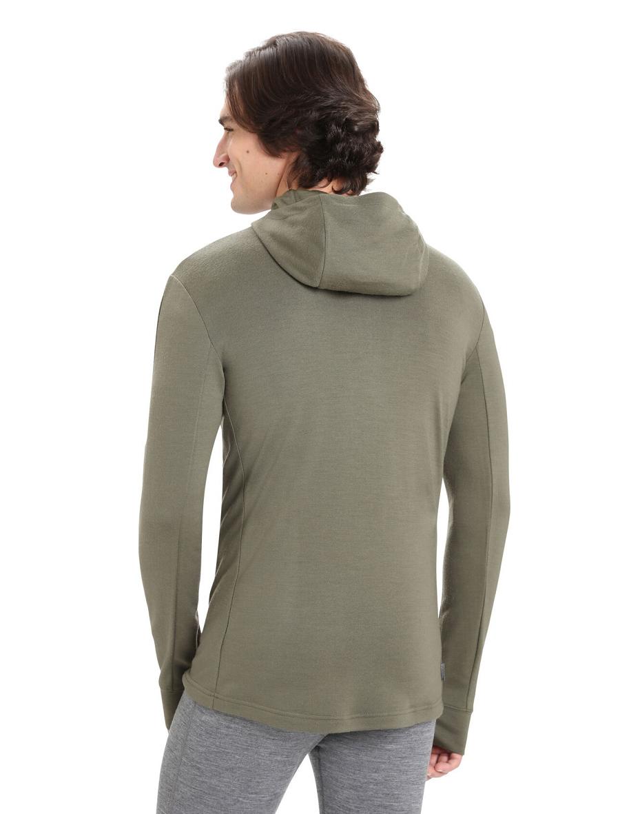 Sweat À Capuche Icebreaker Merino Quantum III Long Sleeve Zip Homme Vert Olive | FR 1269XYUF